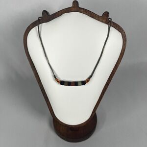 Vintage 90s Brown Orange Cream Beaded Gold Tone Choker 14.5" Necklace Minimalist